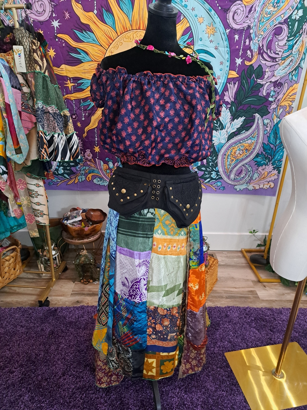 Festival Fairy Wrap Magic Outfit | Convertible Patchwork Skirt | Art Silk Top